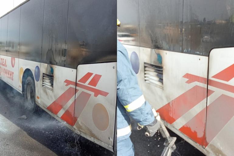 Θεσσαλονίκη: Φωτιά σε λεωφορείο του ΚΤΕΛ στο Δερβένι