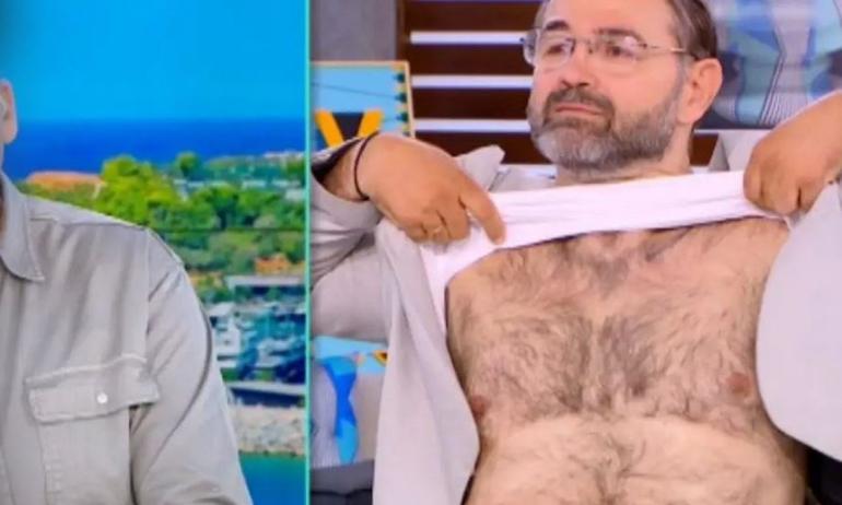 Σταύρος Μπαλάσκας: Σήκωσε τη μπλούζα του και έδειξε το στήθος του - Άφωνος ο Γιώργος Λιάγκας