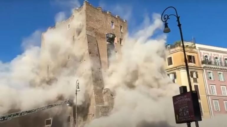 ΒΙΝΤΕΟ-Μερική κατάρρευση πύργου κοντά στο Κολοσσαίο στην καρδιά της Ρώμης - Τουλάχιστον τρεις τραυματίες